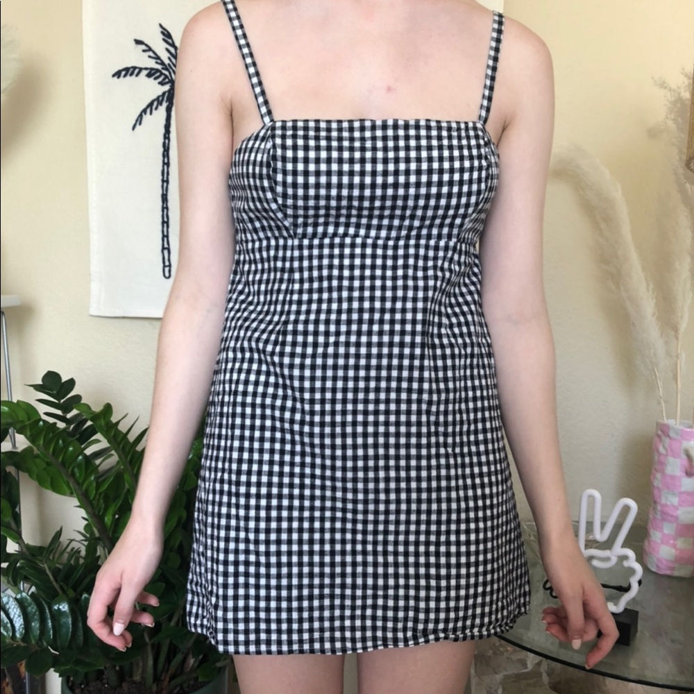 Gingham Babydoll Mini Summer Dress Urban Outfitters 4